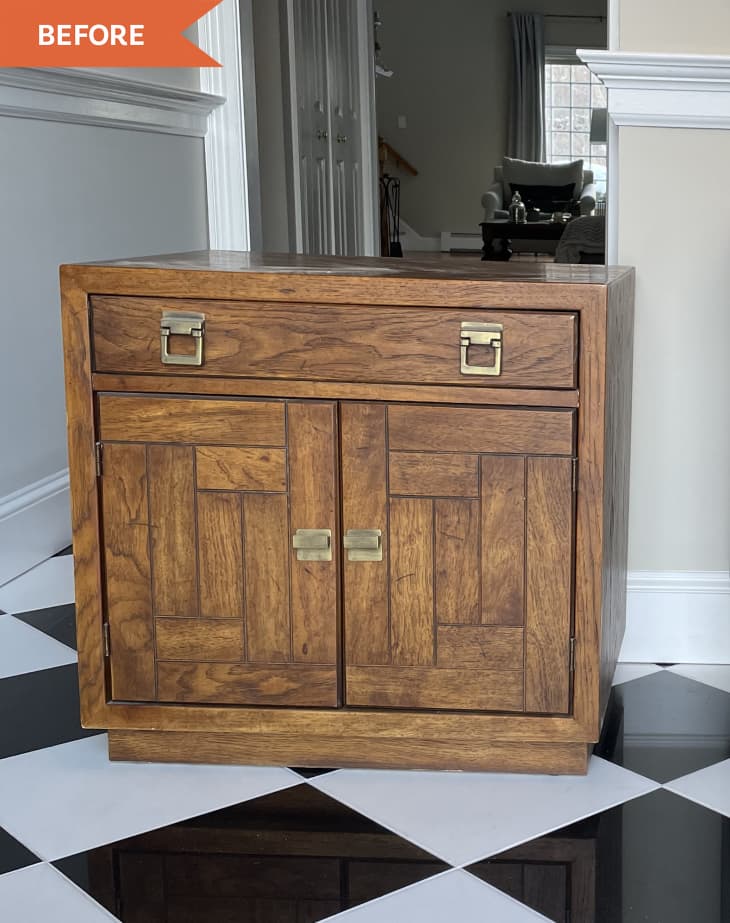 Navy Nightstand Redo Before and After Photos Apartment Therapy
